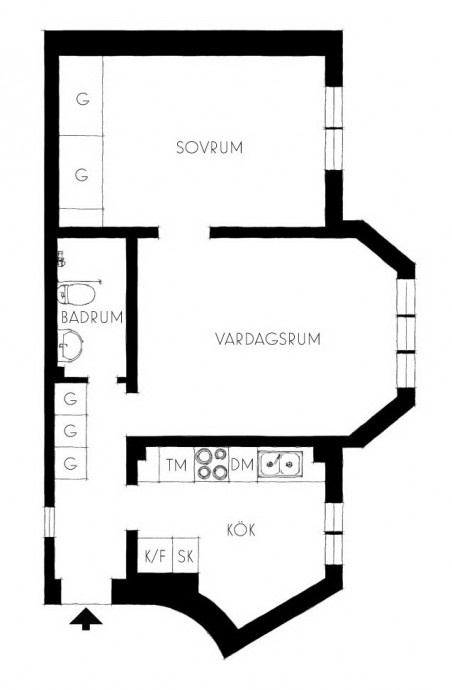 Квартира площадью 53 м2 в Стокгольме