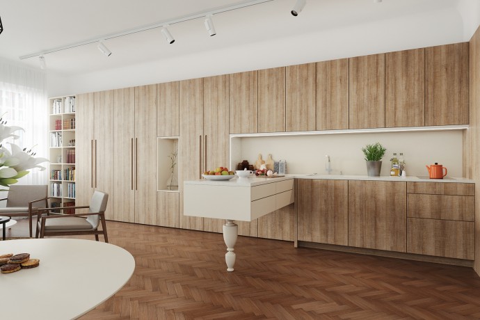 Деревянные акценты в интерьере эклектичных апартаментов