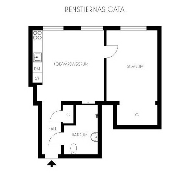 Квартира площадью 51 м2 в Стокгольме