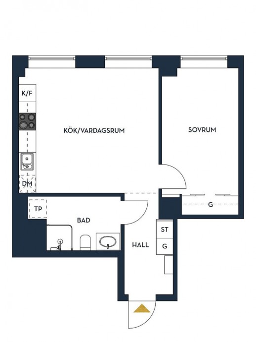 Квартира площадью 48 м2 в Стокгольме