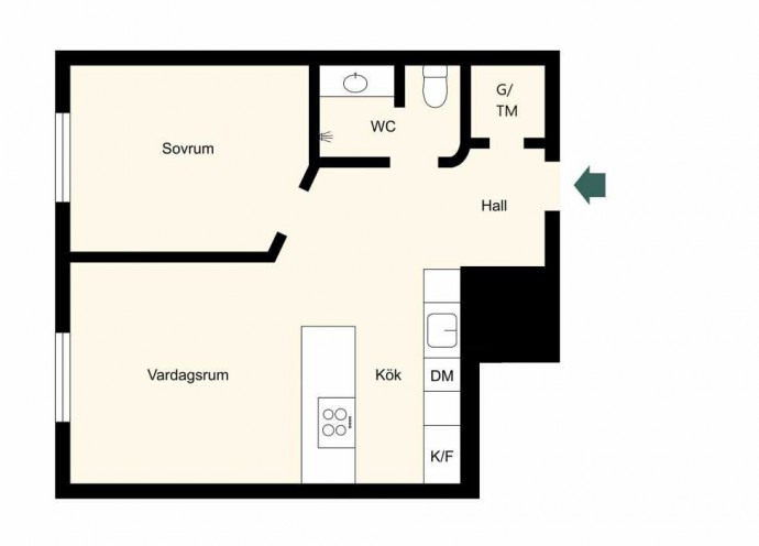 Квартира площадью 43 м2 в Стокгольме