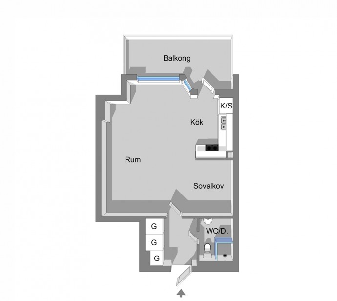 Квартира-студия площадью 35 м2 в Швеции