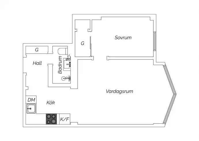 Квартира площадью 44 м2 в Мальмё, Швеция