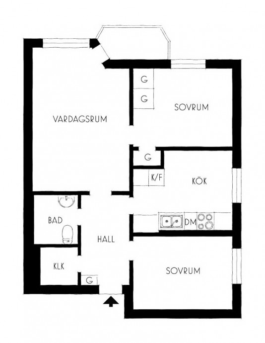 Квартира площадью 63,5 м2 в Стокгольме
