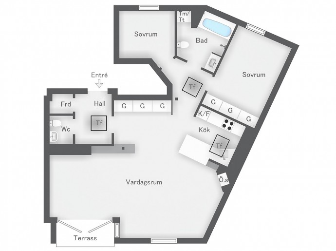 Мансардная квартира площадью 98 м2 в Стокгольме