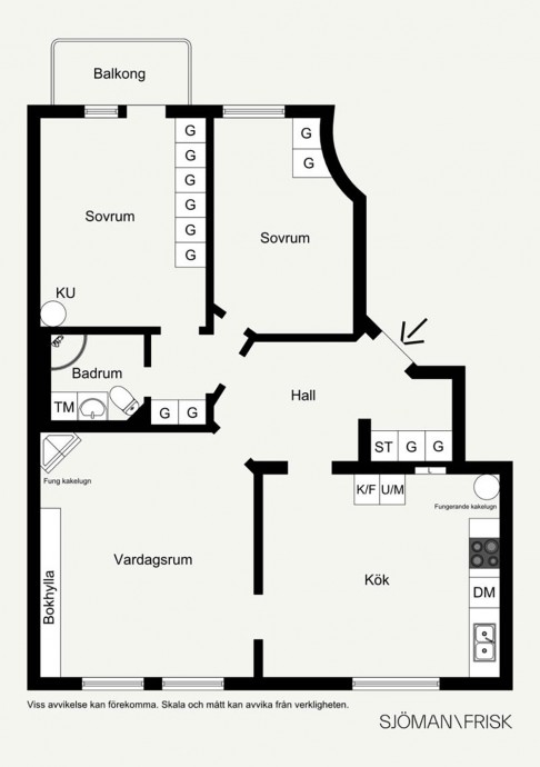 Квартира в старом доме в центре Стокгольма (88 м2)