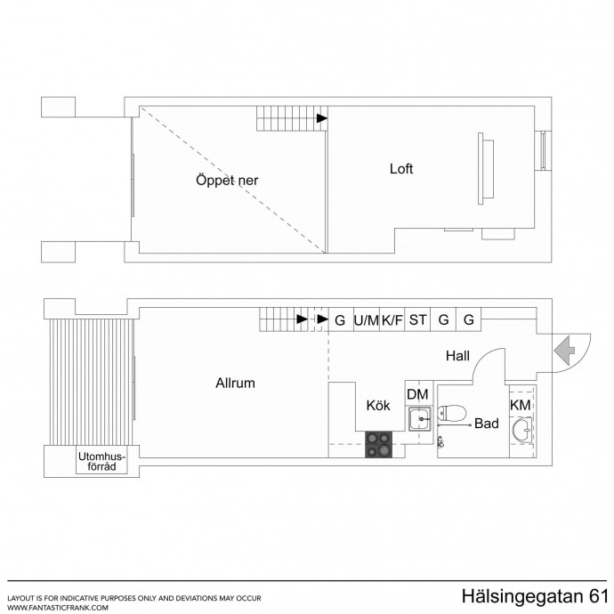 Двухуровневая квартира площадью 52 м2 в Швеции