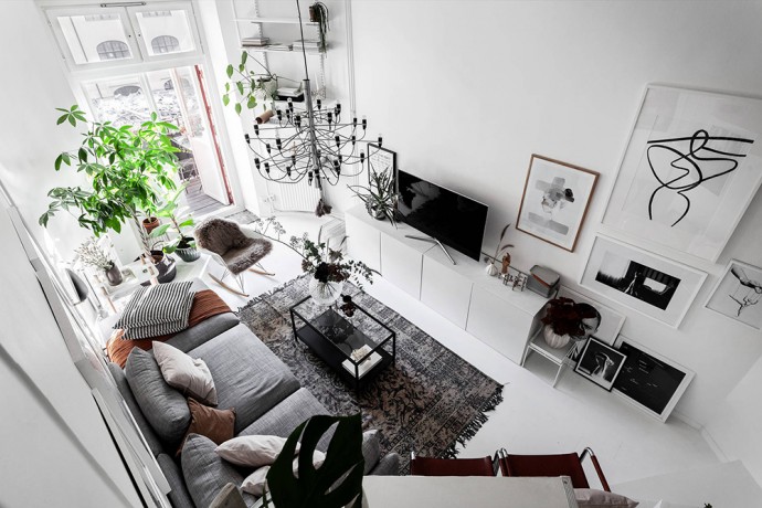 Двухуровневая квартира площадью в 46 м2 в Стокгольме
