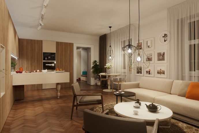 Деревянные акценты в интерьере эклектичных апартаментов