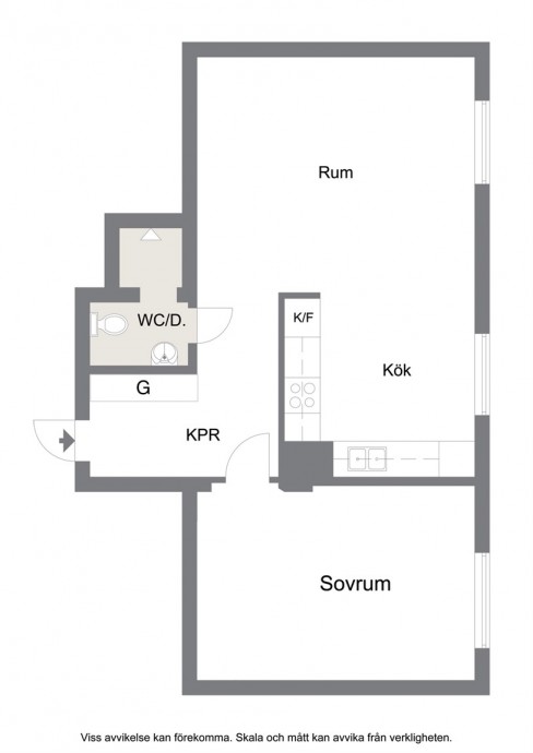 Квартира площадью 48 м2 в доме 1932 года постройки в Мальмё, Швеция