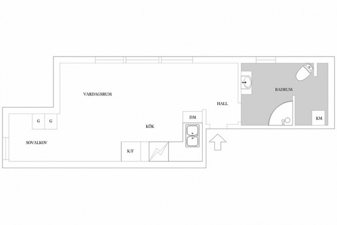 Квартира-студия площадью 35 м2 в Гётеборге