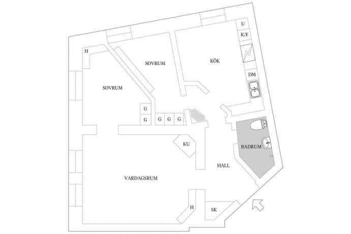 Квартира площадью 81 м2 в Стокгольме
