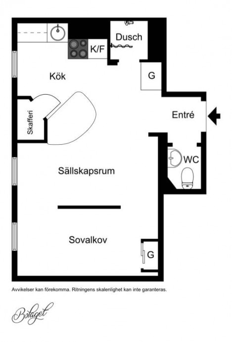 Квартира-студия площадью 40 м2 в Стокгольме