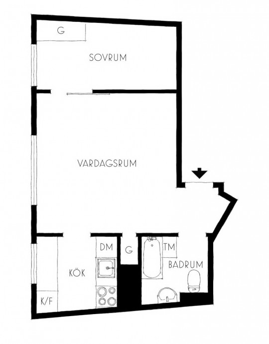 Квартира площадью 36 м2 в Стокгольме