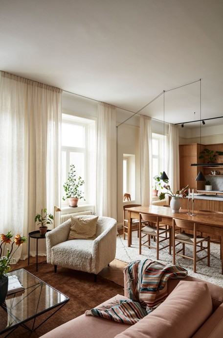 Квартира в Стокгольме, оформленная в уютных тёплых тонах