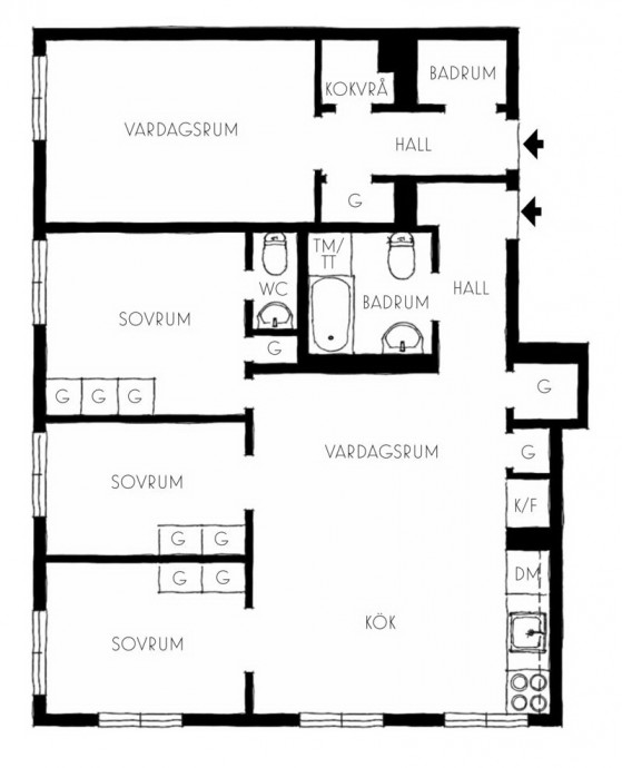 Квартира площадью 110 м2 в Стокгольме