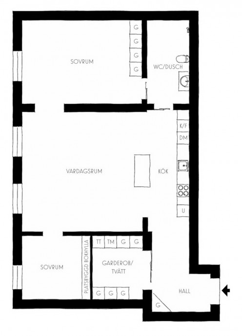 Квартира площадью 77 м2 в Стокгольме