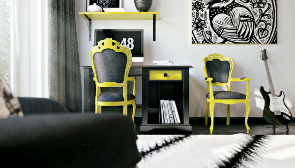 Сногсшибательный черно-желтый контраст в комнате для подростка