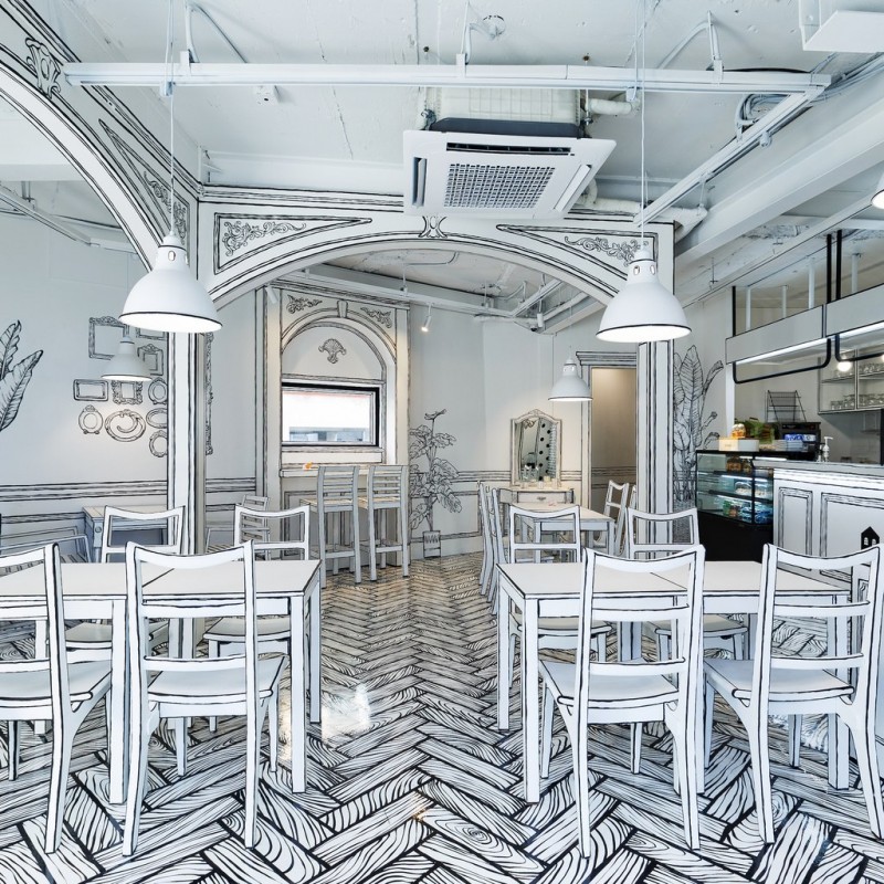 Уникальный дизайн Greem Caf&eacute; в Сеуле