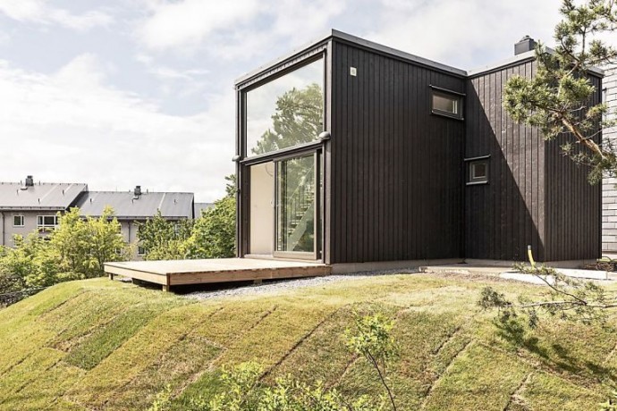 Шведский мини-дом с застекленным фасадом площадью 33 м2