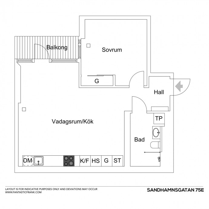 Квартира площадью 55 м2 в Стокгольме