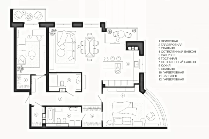 Дизайн-проект квартиры площадью 120 м2 в Минске