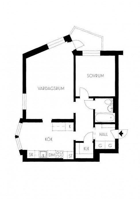 Квартира площадью 55 м2 в пригороде Стокгольма