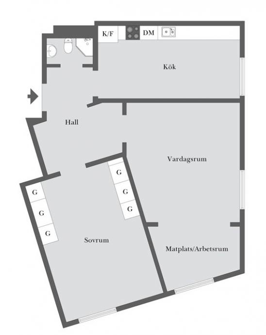 Квартира в Гетеборге площадью 62 кв.м.