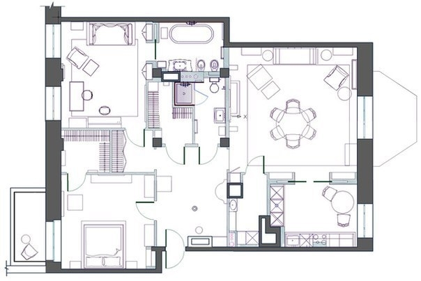 Интерьер квартиры в центре Санкт-Петербурга, 125 м²