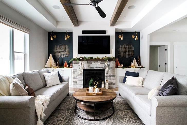 Праздничный декор и контрасты: загородный дом в США