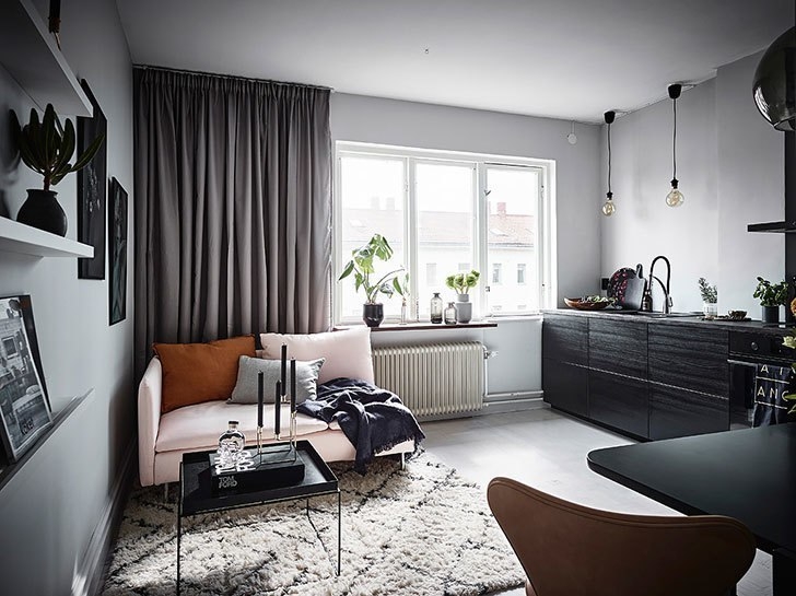 Крошечная, но стильная квартира для девушки в Швеции (26 кв. м)