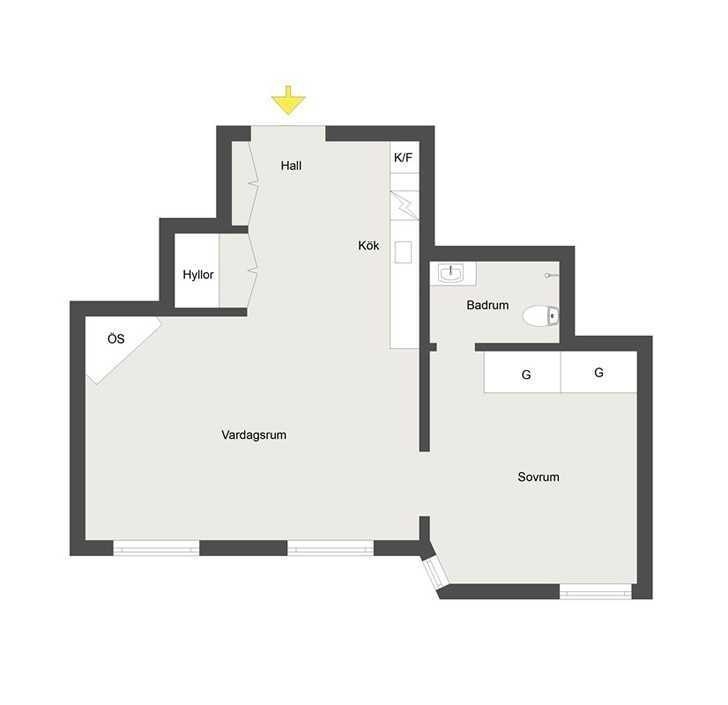 Интерьер шведской квартиры в темных тонах (41 кв. м)