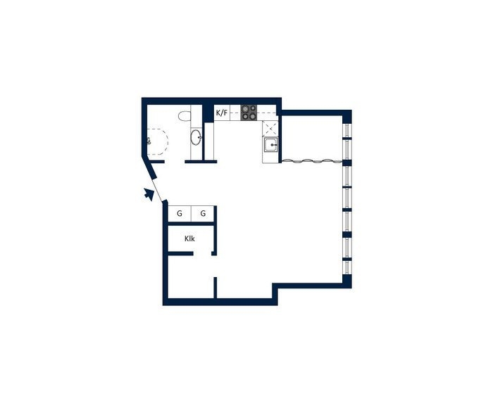 Шведская студия в серых тонах, 45 м²