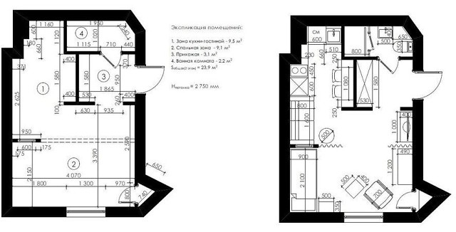 Крохотная квартира, 24 кв.м.