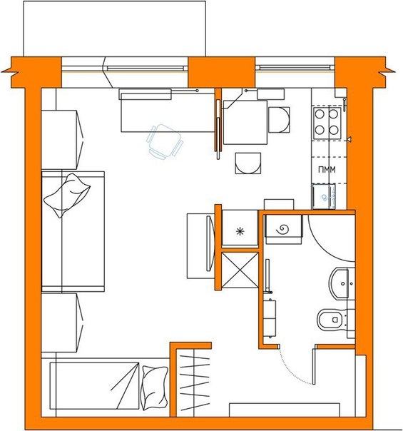 Дизайн квартиры (28 кв.м.)