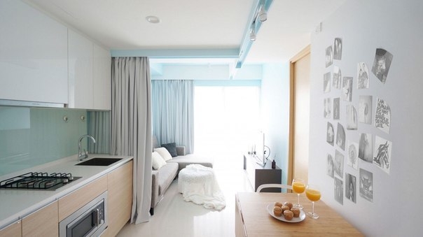 Небольшая квартира в Сингапуре. Использование штор вместо стен